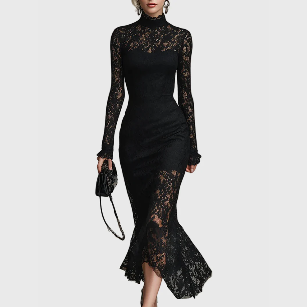 Monica | Elegant Lace Fishtail Maxi Dress
